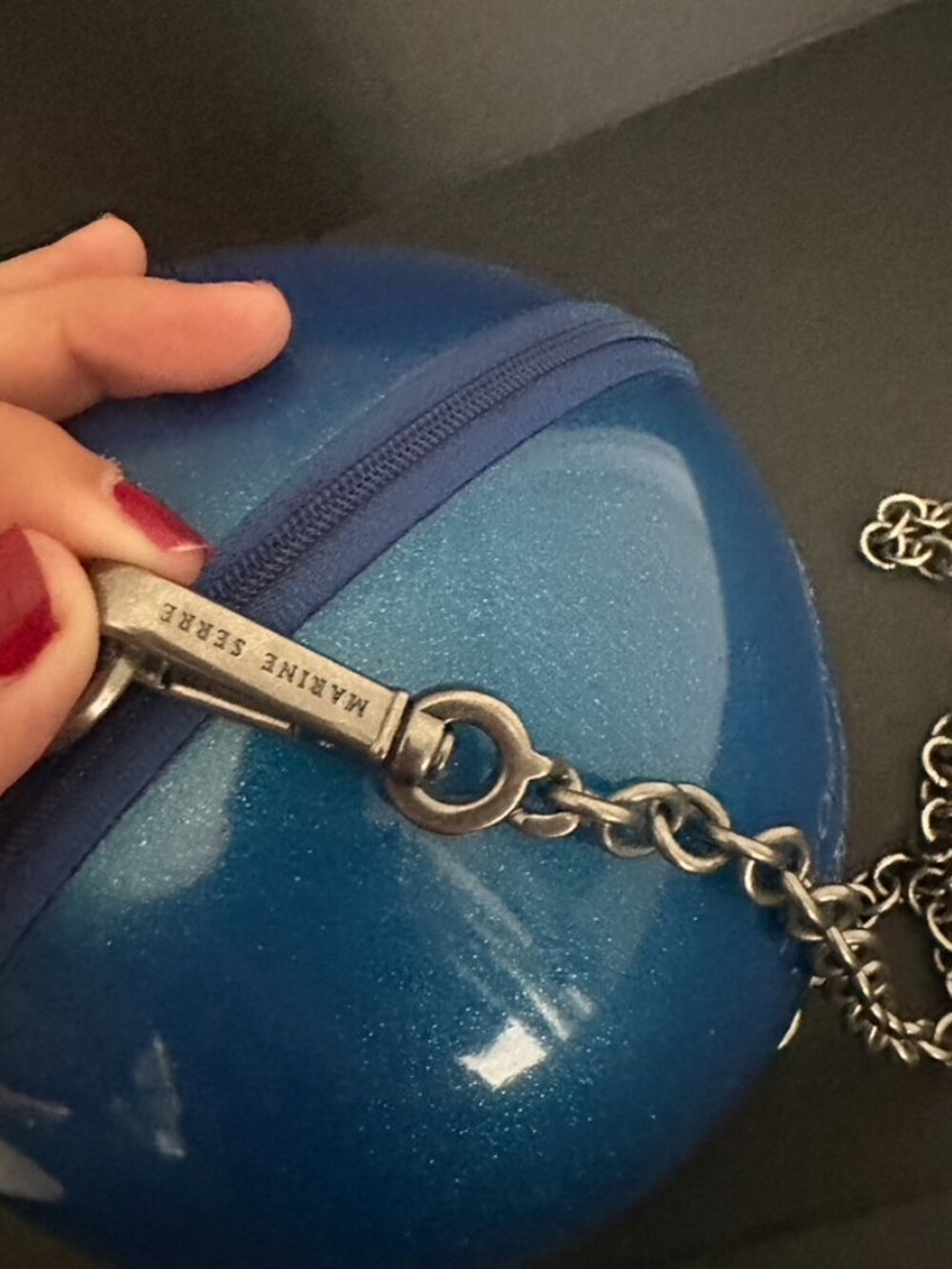 Marine Serre Mini Ball Chain Shoulder Bag Dark Sapphire - Picture 5 of 9